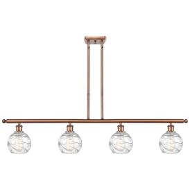 Athens 46"W 4 Light Copper Stem Hung Island Light w/ Deco Swirl Shade Athens 46"W 4 Light Copper Stem Hung Island Light w/ Deco Swirl Shade