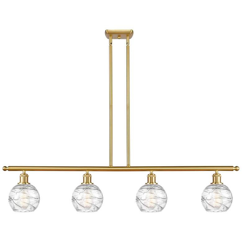 Image 1 Athens 46"W 4 Light Gold Stem Hung Island Light w/ Deco Swirl Shade