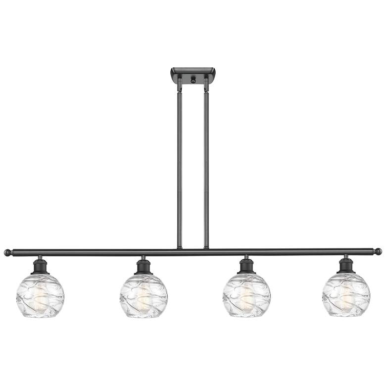 Image 1 Athens 46"W 4 Light Matte Black Stem Hung Island Light w/ Deco Swirl S