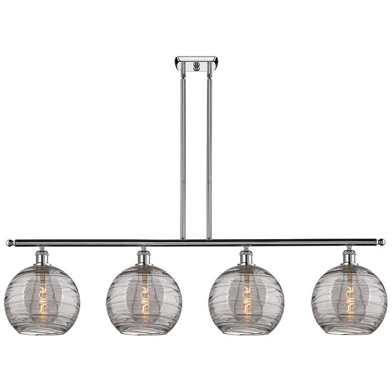Image 1 Athens 48.25"W 4-Light Chrome Stem Island Light w/ Smoke Swirl Shade