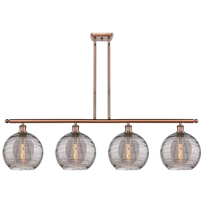 Image 1 Athens 48.25"W 4-Light Copper Stem Island Light w/ Smoke Swirl Shade