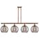 Athens 48.25"W 4-Light Copper Stem Island Light w/ Smoke Swirl Shade
