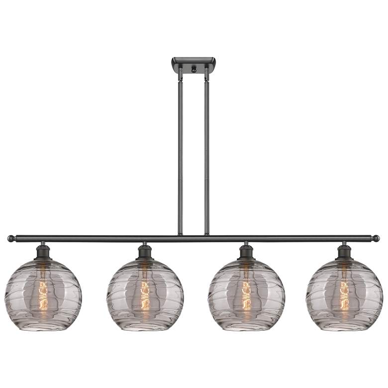 Image 1 Athens 48.25"W 4-Light Oiled Bronze Stem Island Light w/ Smoke Swirl S