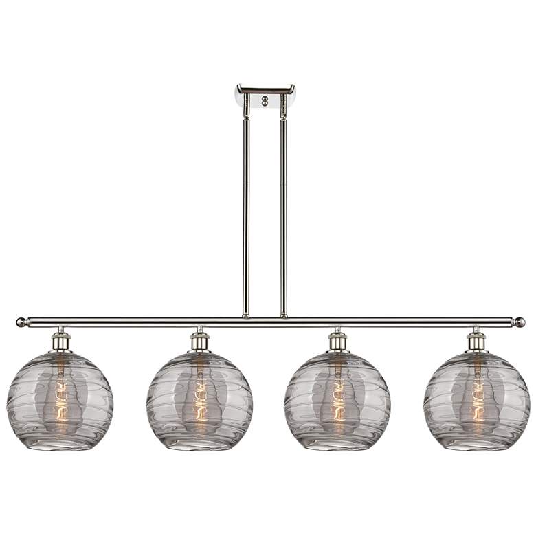 Image 1 Athens 48.25"W 4-Light Polished Nickel Stem Island Light w/ Smoke Swir