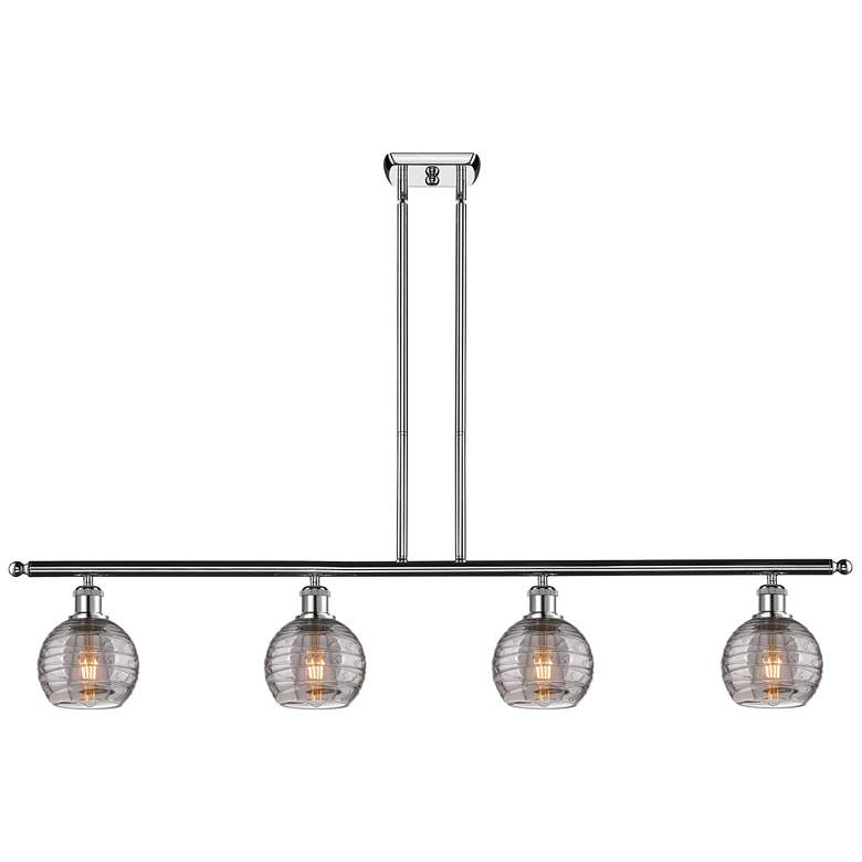 Image 1 Athens 48"W 4-Light Chrome Stem Island Light w/ 6" Smoke Swirl Sh