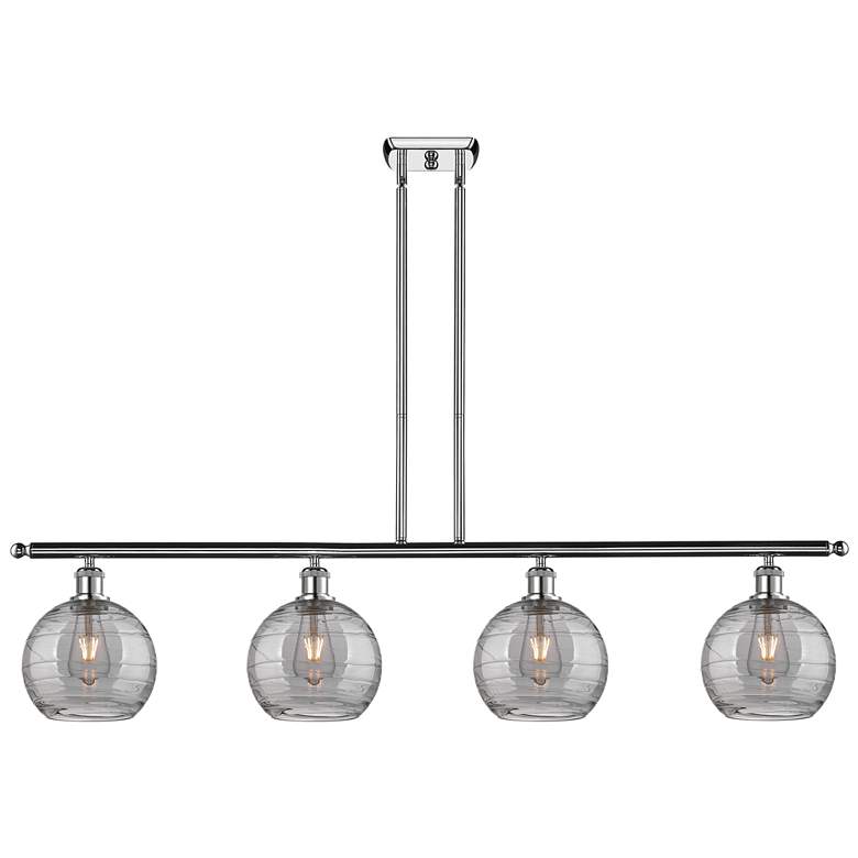 Image 1 Athens 48"W 4-Light Chrome Stem Island Light w/ 8" Smoke Swirl Sh