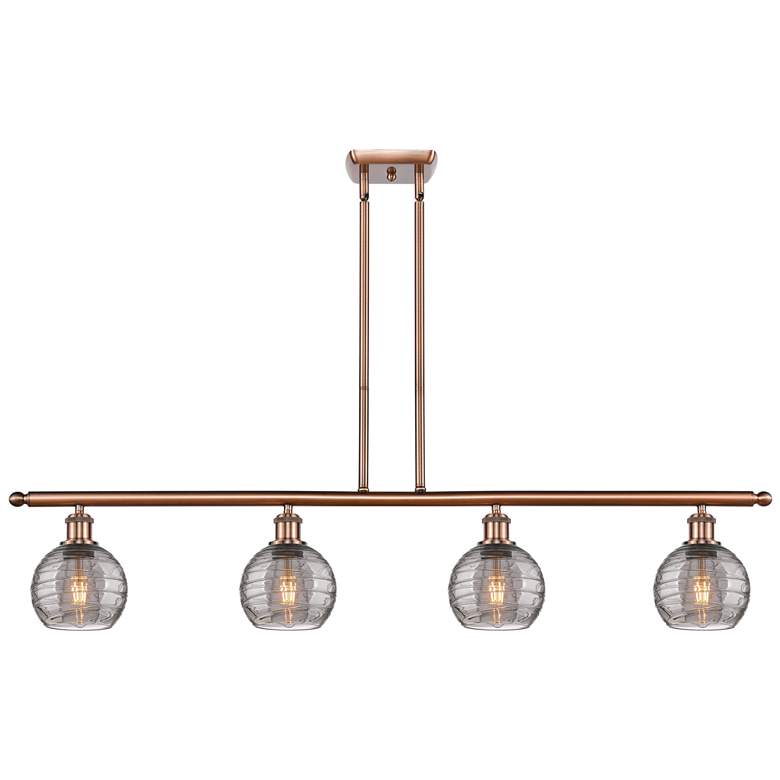 Image 1 Athens 48"W 4-Light Copper Stem Island Light w/ 6" Smoke Swirl Sh