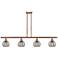 Athens 48"W 4-Light Copper Stem Island Light w/ 6" Smoke Swirl Sh
