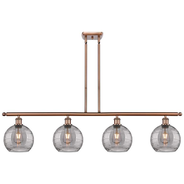 Image 1 Athens 48"W 4-Light Copper Stem Island Light w/ 8" Smoke Swirl Sh