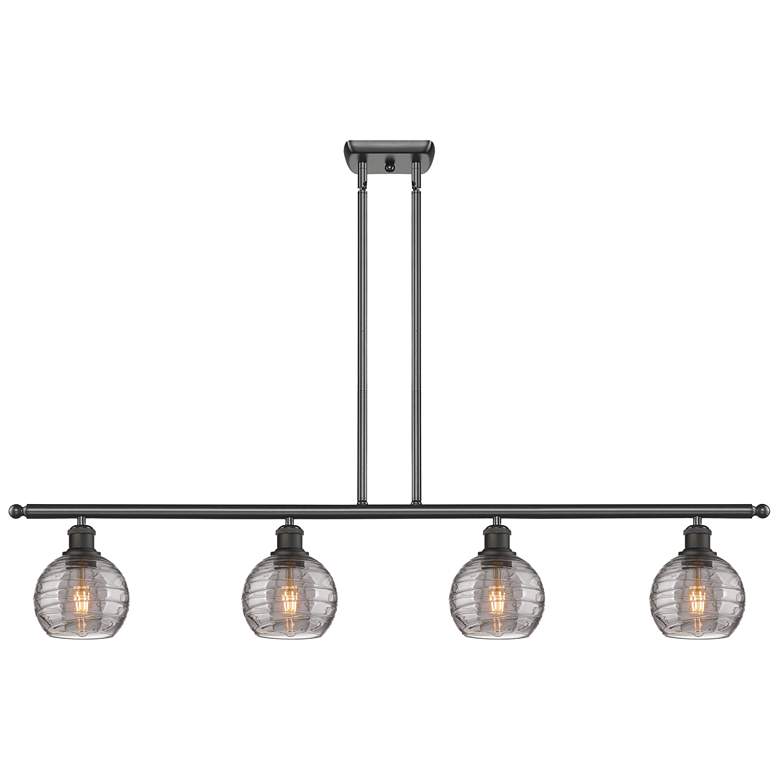 Image 1 Athens 48"W 4-Light Oiled Bronze Stem Island Light w/ 6" Smoke Sw