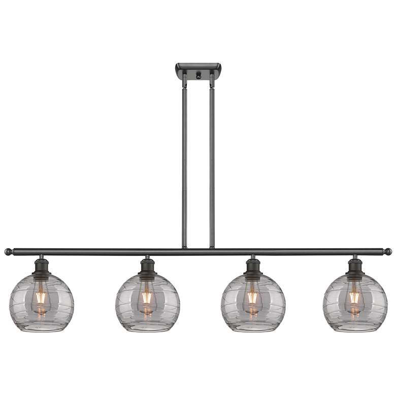 Image 1 Athens 48"W 4-Light Oiled Bronze Stem Island Light w/ 8" Smoke Sw