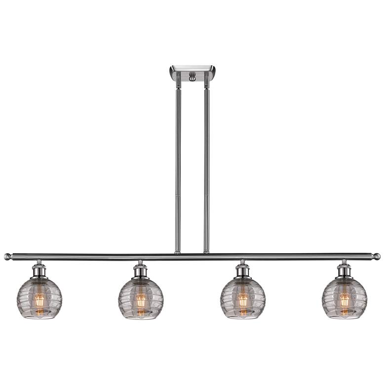 Image 1 Athens 48"W 4-Light Satin Nickel Stem Island Light w/ 6" Smoke Sw