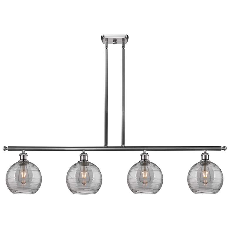 Image 1 Athens 48"W 4-Light Satin Nickel Stem Island Light w/ 8" Smoke Sw