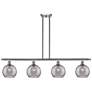 Athens 48"W 4-Light Satin Nickel Stem Island Light w/ 8" Smoke Sw