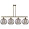 Athens 50.25"W 4-Light Antique Brass Stem Island Light w/ Smoke Swirl