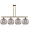 Athens 50.25"W 4-Light Brushed Brass Stem Island Light w/ Smoke Swirl