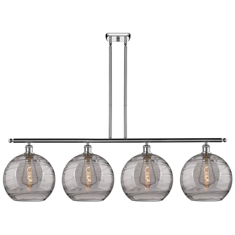 Image 1 Athens 50.25"W 4-Light Chrome Stem Island Light w/ Smoke Swirl Shade