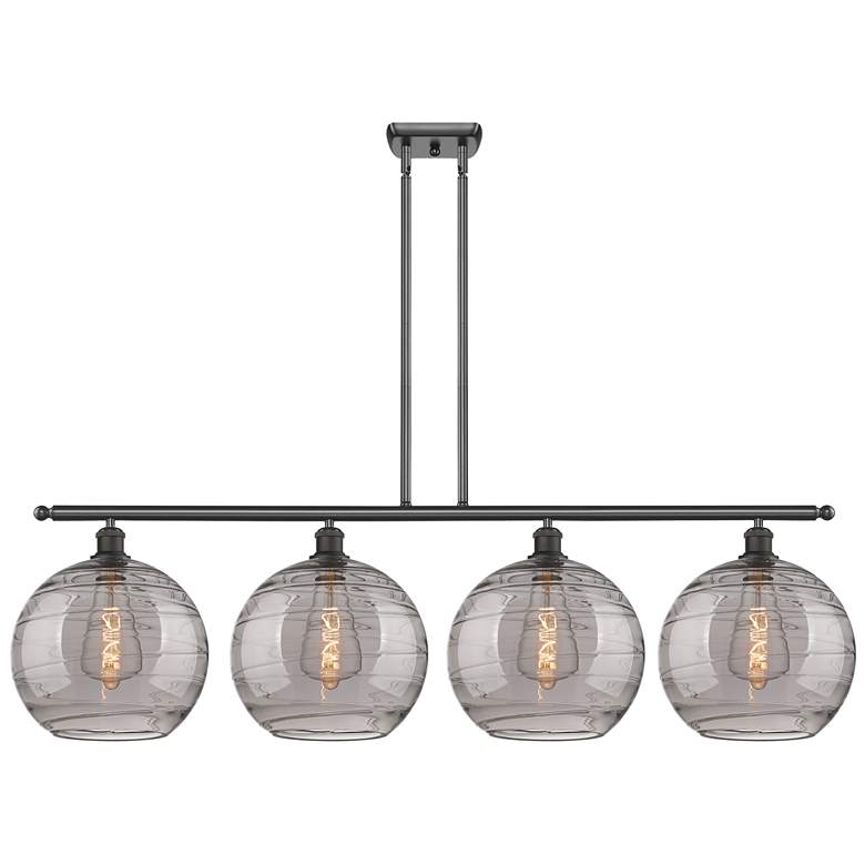 Image 1 Athens 50.25"W 4-Light Oiled Bronze Stem Island Light w/ Smoke Swirl S