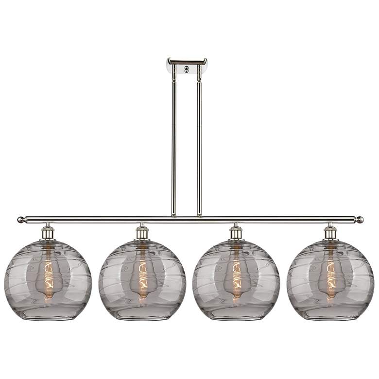 Image 1 Athens 50.25"W 4-Light Polished Nickel Stem Island Light w/ Smoke Swir