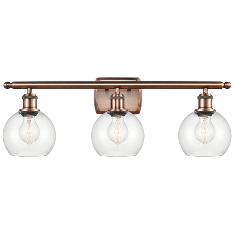 Image 1 Athens 6 inch 3 Light 26 inch Bath Light - Antique Copper - Clear Shade