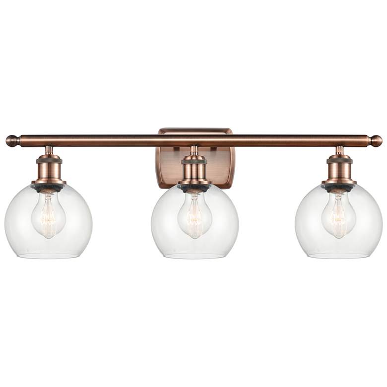 Image 1 Athens 6" 3 Light 26" Bath Light - Antique Copper - Clear Shade