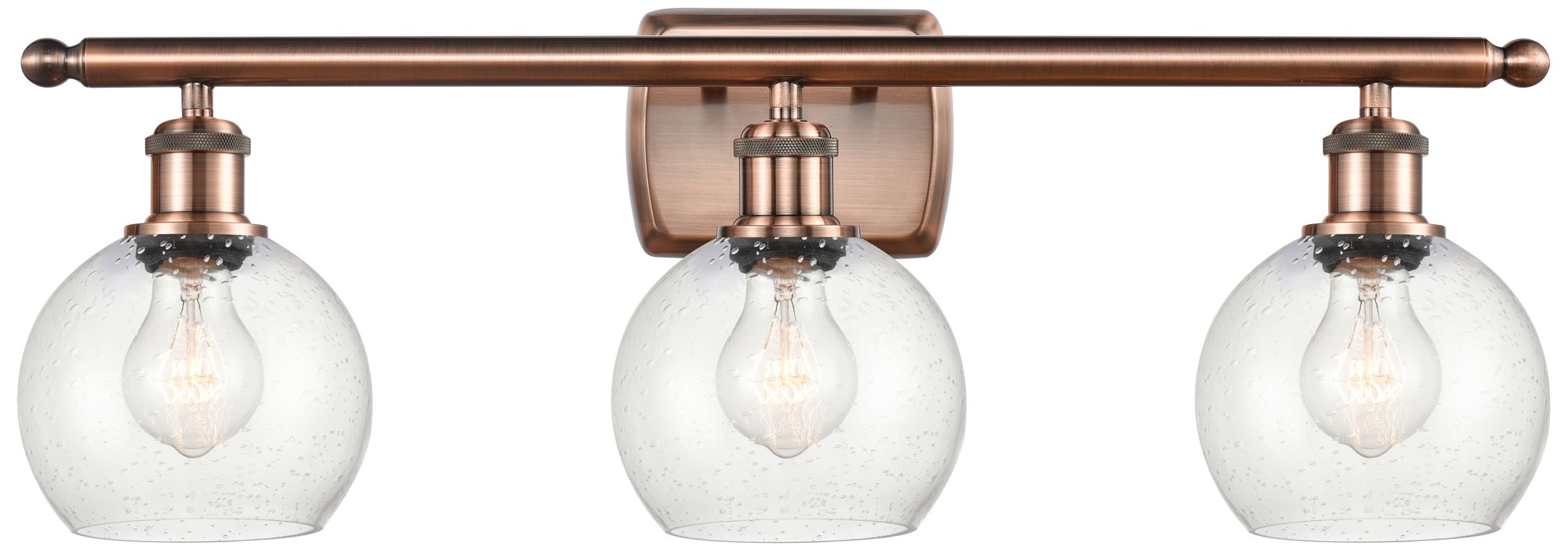 Athens 6" 3 Light 26" Bath Light - Antique Copper - Seedy Shade
