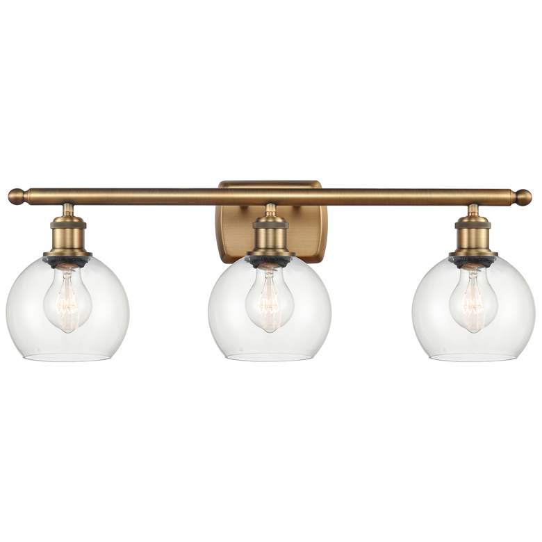 Image 1 Athens 6" 3 Light 26" Bath Light - Brushed Brass - Clear Shade