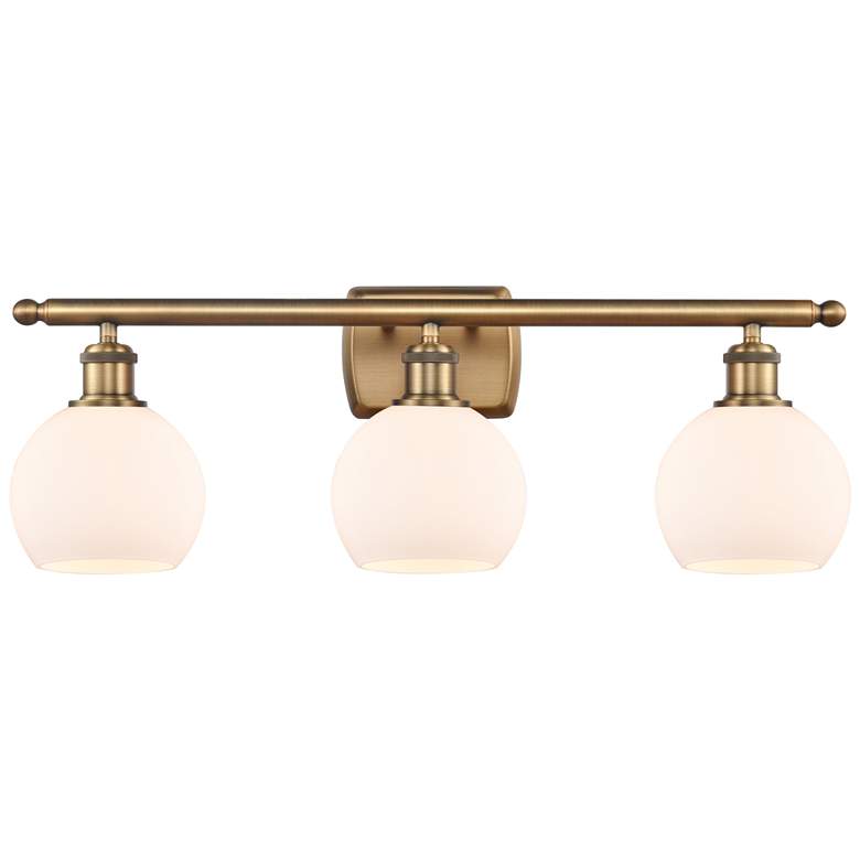 Image 1 Athens 6" 3 Light 26" Bath Light - Brushed Brass - Matte White Sh