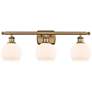 Athens 6" 3 Light 26" Bath Light - Brushed Brass - Matte White Sh