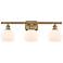 Athens 6" 3 Light 26" Bath Light - Brushed Brass - Matte White Sh