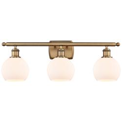 Athens 6" 3 Light 26" Bath Light - Brushed Brass - Matte White Sh