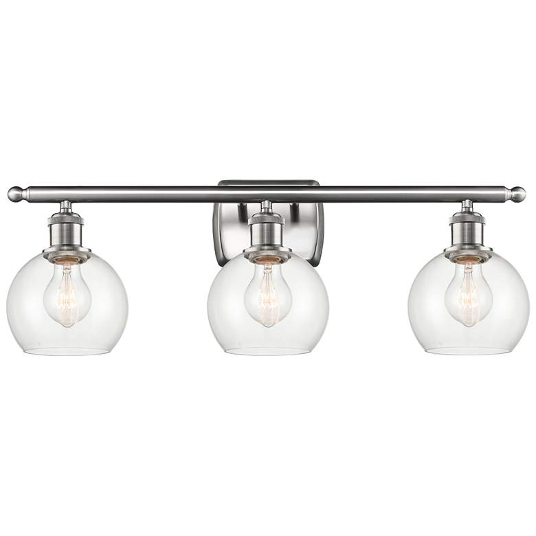 Image 1 Athens 6" 3 Light 26" Bath Light - Brushed Satin Nickel - Clear S