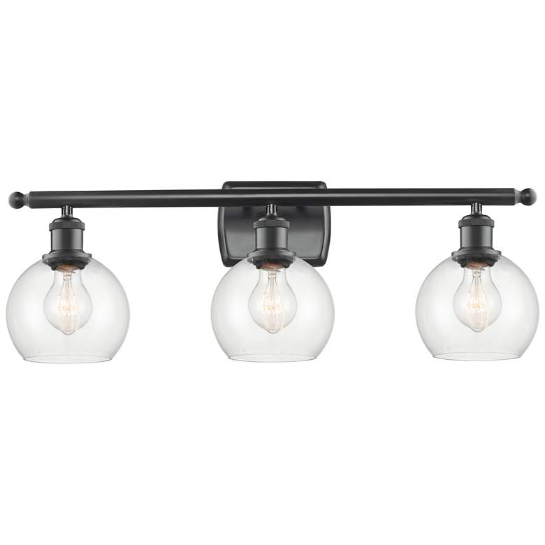 Image 1 Athens 6" 3 Light 26" Bath Light - Matte Black - Clear Shade