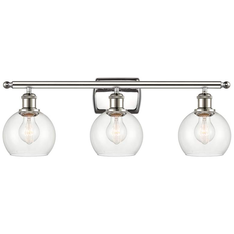 Image 1 Athens 6" 3 Light 26" Bath Light - Polished Nickel - Clear Shade