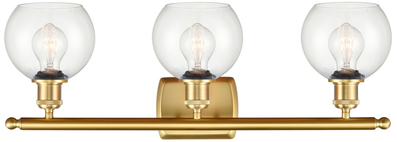 Image 2 Athens 6" 3 Light 26" Bath Light - Satin Gold - Clear Shade more views