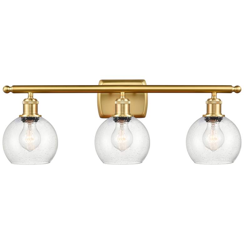 Image 1 Athens 6" 3 Light 26" Bath Light - Satin Gold - Seedy Shade