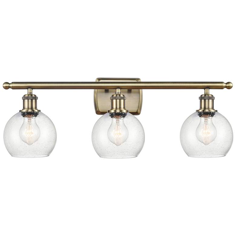 Image 1 Athens 6" 3 Light 26" LED Bath Light - Antique Brass - Seedy Shad