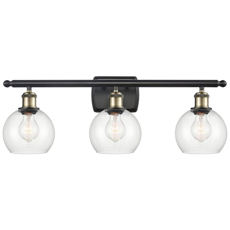 Image 1 Athens 6" 3 Light 26" LED Bath Light - Black Antique Brass - Clea