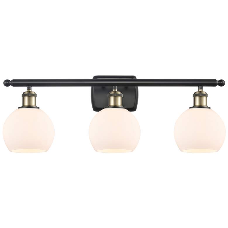 Image 1 Athens 6" 3 Light 26" LED Bath Light - Black Brass - White Shade