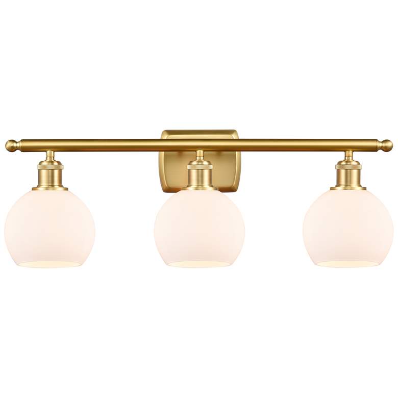 Image 1 Athens 6 inch 3 Light 26 inch LED Bath Light - Satin Gold - Matte White S