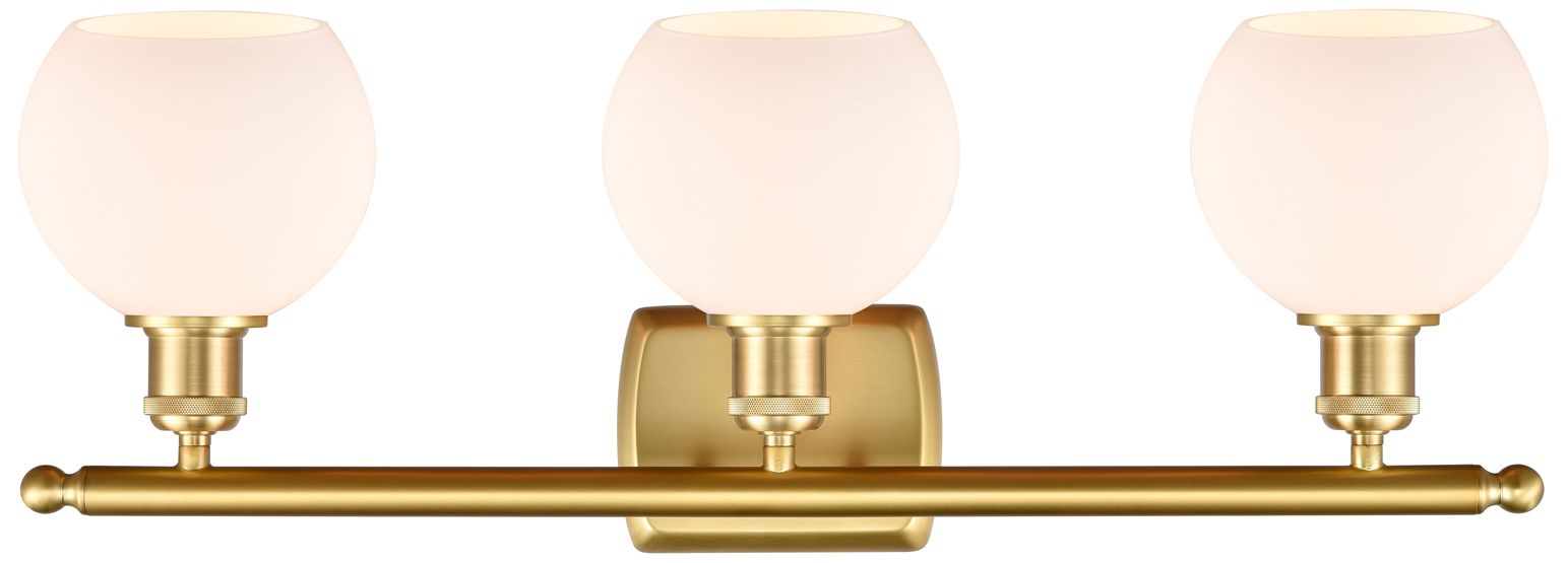 Image 5 Athens 6" 3 Light 26" LED Bath Light - Satin Gold - Matte White S more views