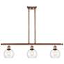 Athens 6" 3 Light 36" Island Light - Antique Copper  - Clear Shad