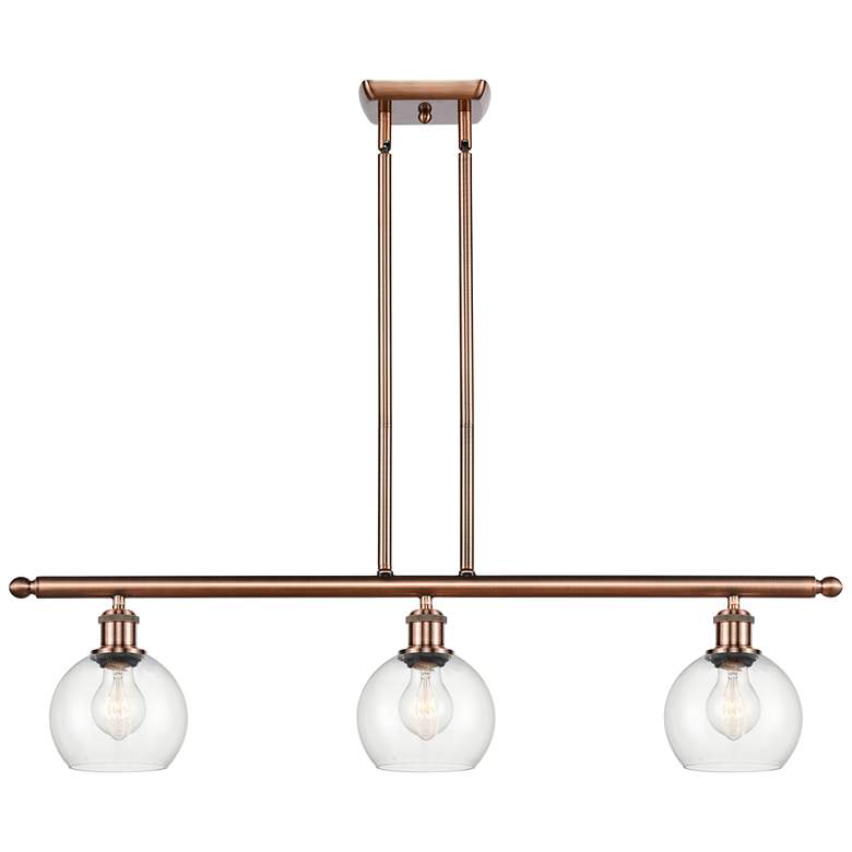 Image 1 Athens 6" 3 Light 36" Island Light - Antique Copper - Clear Shad