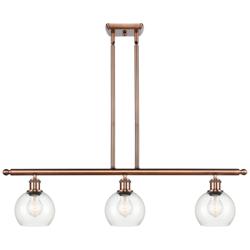 Athens 6" 3 Light 36" Island Light - Antique Copper  - Clear Shad