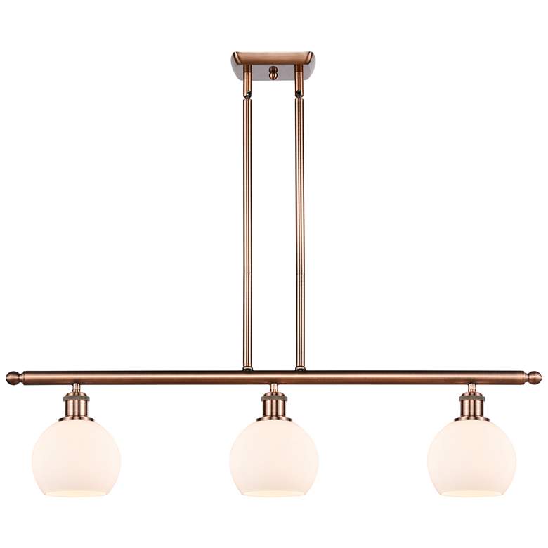 Image 1 Athens 6" 3 Light 36" Island Light - Antique Copper - Matte Whit