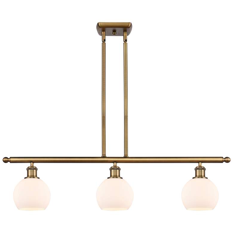 Image 1 Athens 6" 3 Light 36" Island Light - Brushed Brass - Matte White