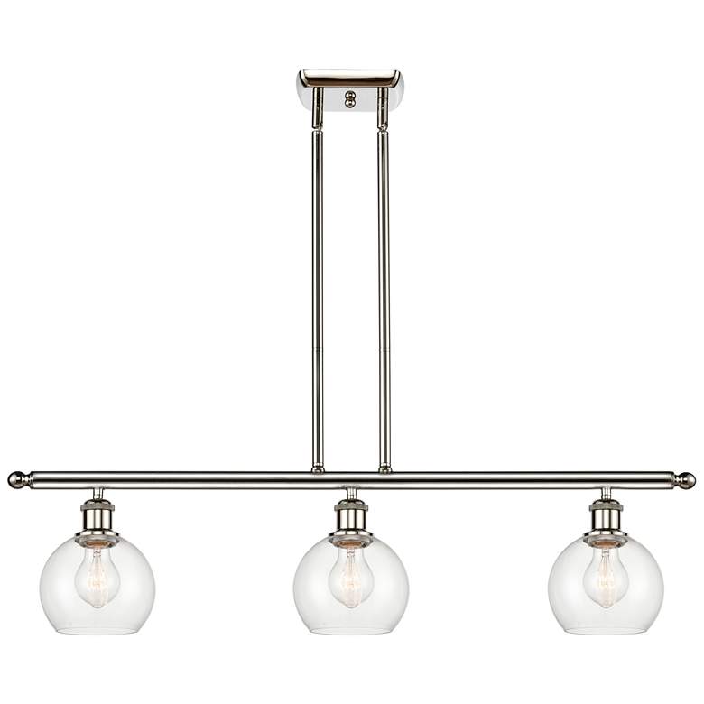 Image 1 Athens 6" 3 Light 36" Island Light - Polished Nickel - Clear Sha
