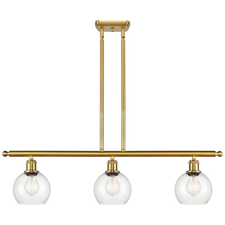 Image 1 Athens 6" 3 Light 36" Island Light - Satin Gold - Clear Shade