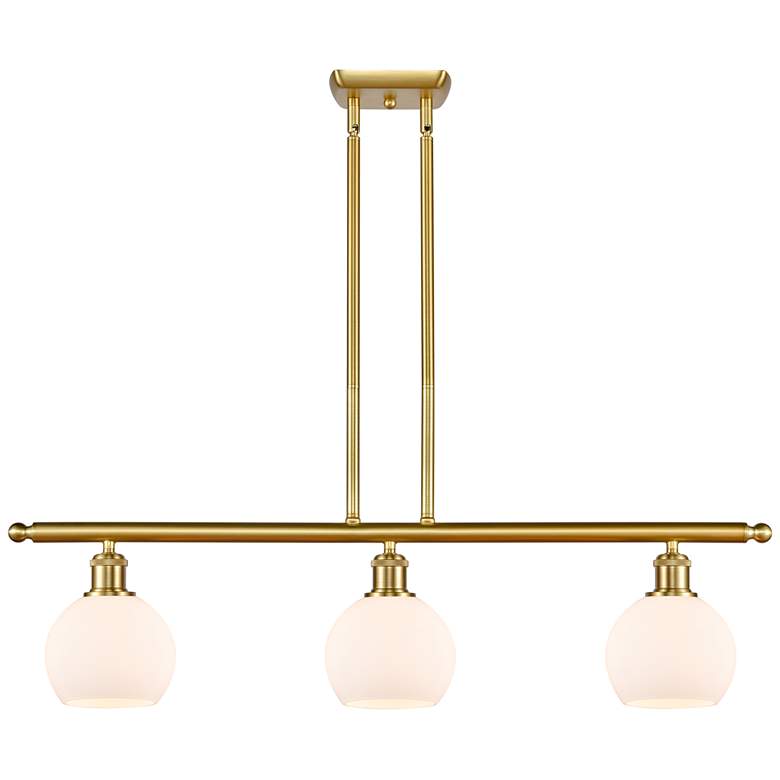Image 1 Athens 6" 3 Light 36" Island Light - Satin Gold - Matte White Sh