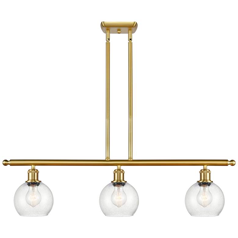 Image 1 Athens 6" 3 Light 36" Island Light - Satin Gold - Seedy Shade
